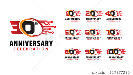 Set of anniversary design modern circle technology number 117577250