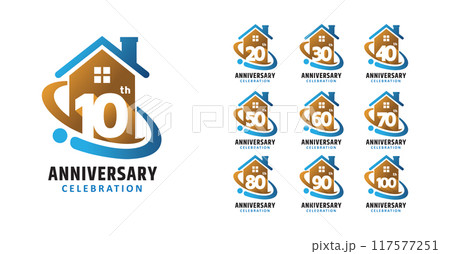 Set of anniversary design modern house number 117577251