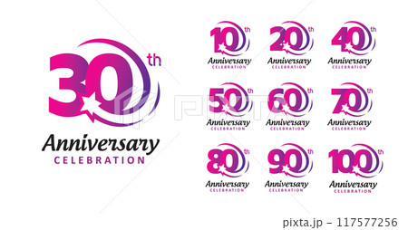 Set of anniversary design modern star number 117577256
