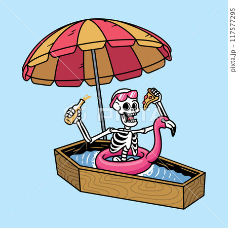 The skull is floating in the coffin 117577295