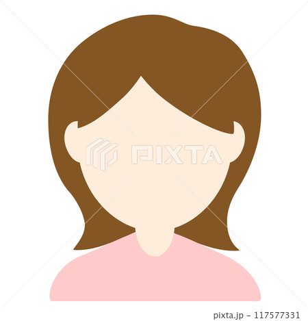 顔の輪郭のみのシンプルな女性アイコンイラスト素材 顔の輪郭のみのシンプルな女性アイコンイラスト素材 117577331