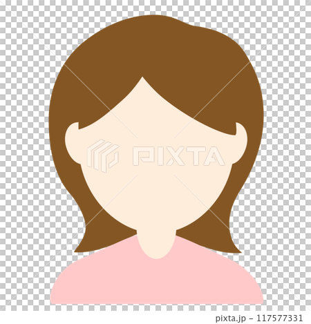 顔の輪郭のみのシンプルな女性アイコンイラスト素材 顔の輪郭のみのシンプルな女性アイコンイラスト素材 117577331