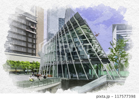 水彩画風 梅田 うめきたSHIPホール 大阪府大阪市 水彩画風 梅田 うめきたSHIPホール 大阪府大阪市 117577398