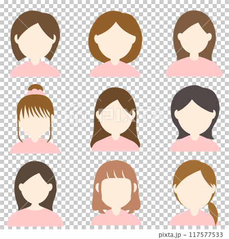 顔無しのシンプルな女性のセットアイコンイラスト素材 117577533