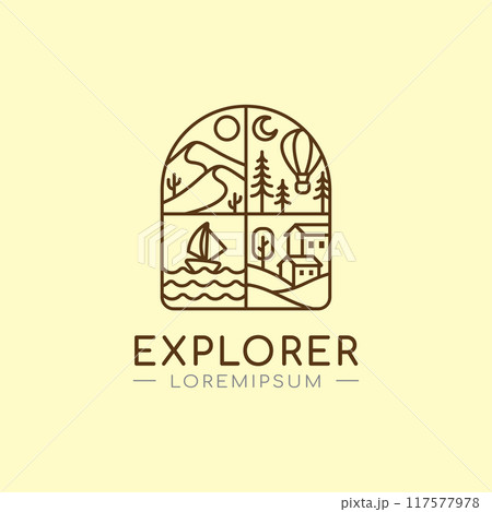 Explorer Line Logo Design Templateのイラスト素材 [117577978] - PIXTA