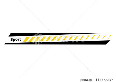 Car race stripe. Automobile identity. Vehicle marking element for transport modifying. Speed line, racing tuning strip or car sticker. Vector illustration isolated on white background 117578837