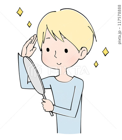 綺麗に髪が染まった若い男性のイラスト 117578888