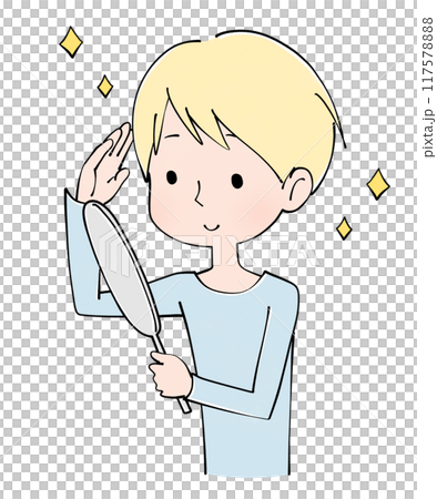 綺麗に髪が染まった若い男性のイラスト 117578888