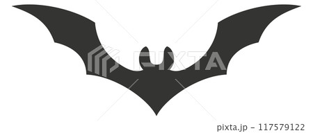 Bat black silhouette. Horror winged animal icon 117579122