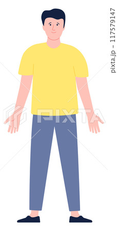 Standing man front view. Color male characterのイラスト素材 [117579147] - PIXTA