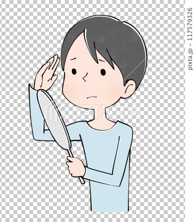 薄毛に悩む若い男性のイラスト 117579326