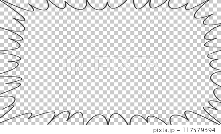 Jagged horizontal black line speech bubble - Simple comic style banner or frame material - 16:9 117579394