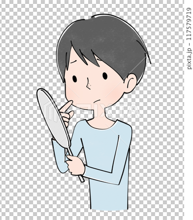 一名年輕人鼻子上有毛孔的插圖 117579719