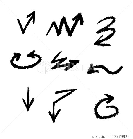 Set of different hand drawn vector arrows. 117579929