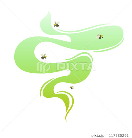 Green smoke with flies to represent stench and smelly odors 117580291