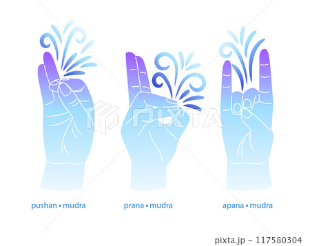 Collection of different mudras gestures 117580304