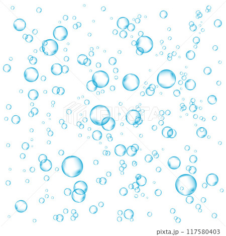 Oxygen air bubbles  flow  in water on white  background. 117580403