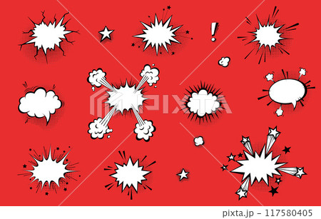 Speech bubbles with halftone shadows in cartoon, comic style. 117580405