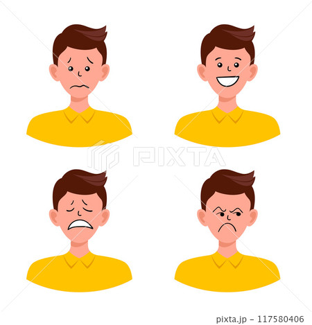 Portraits of man. Boy Avatar.  Male emotions. 117580406