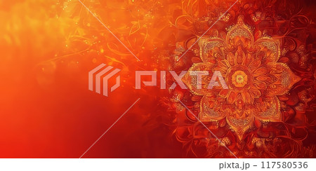 background with mandala patterns, bright red and orange shades 117580536