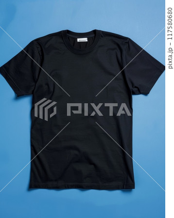 mocap of an oversized black t-shirt on a hanger 117580680