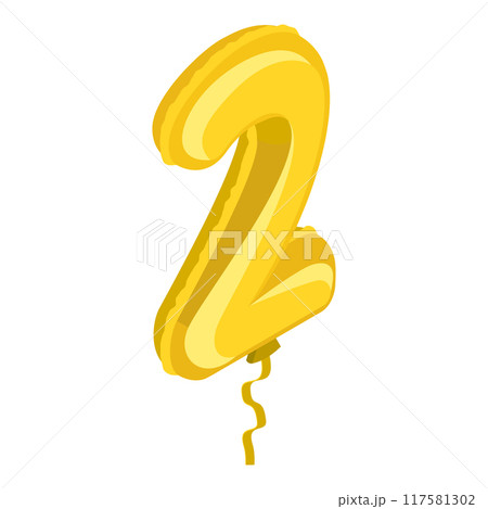 3D Isometric Flat Vector Illustration of Birthday Ballon, Golden Numbers. Item 10 117581302
