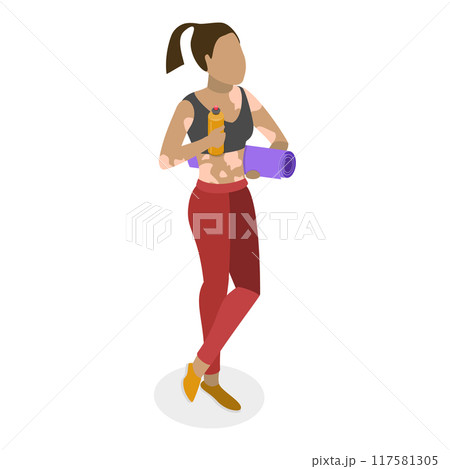 3D Isometric Flat Vector Set of Happy People with Vitiligo, Light Spots on the Skin. Item 3 117581305
