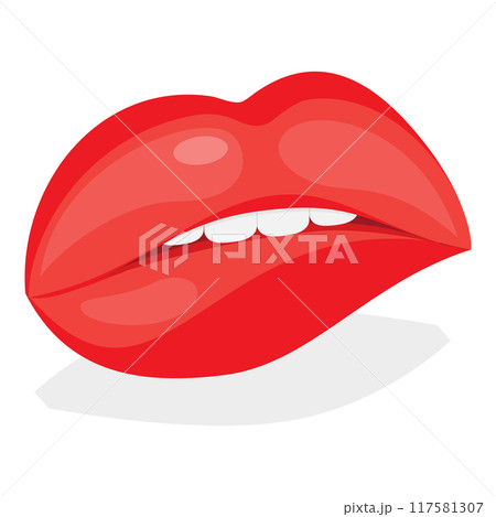 3D Isometric Flat Vector Set of Female Lips, Expression Different Emotions. Item 6 117581307