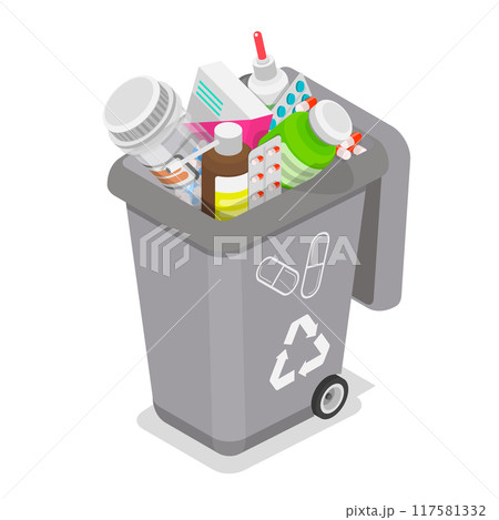 3D Isometric Flat Vector Illustration of Waste Management, Sorting Garbage. Item 4 117581332