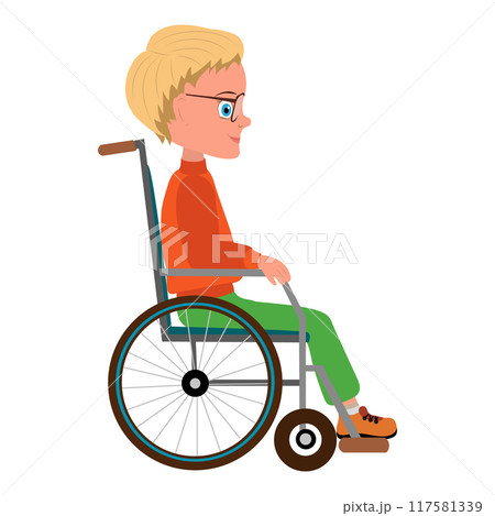 Vector Illustration of Cute Smiling Kid Girl, Cartoon Character Set For Animation, Various Views, Poses and Gestures. Item 4 117581339