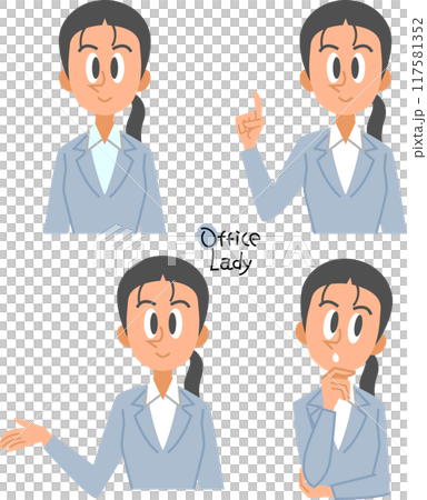 Pose set of a woman in a suit (upper body) 117581352