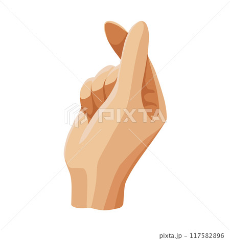 Human hand showing love sign. Vector clipart depicts emoji gesture. Design for valentines day Human hand showing love sign. Vector clipart depicts emoji gesture. Design for valentines day 117582896