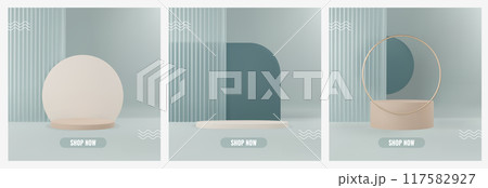 Abstract 3D podium background set Abstract 3D podium background set 117582927