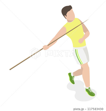 3D Isometric Flat Vector Set of a Character Javeling Throwing, Sports Activity. Item 3 3D Isometric Flat Vector Set of a Character Javeling Throwing, Sports Activity. Item 3 117583430