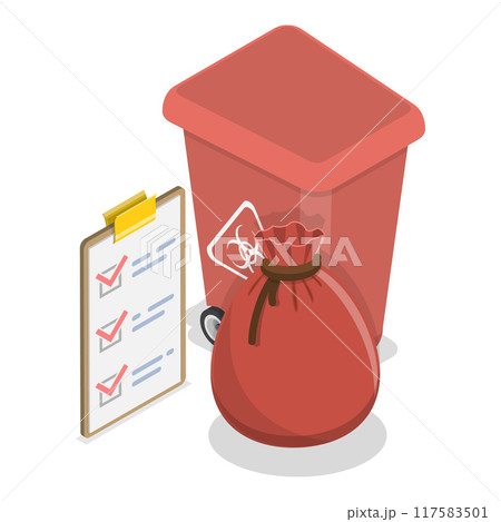 3D Isometric Flat Vector Illustration of Home Waste Disposal, Garbage Separation and Recycling. Item 1 3D Isometric Flat Vector Illustration of Home Waste Disposal, Garbage Separation and Recycling. Item 1 117583501
