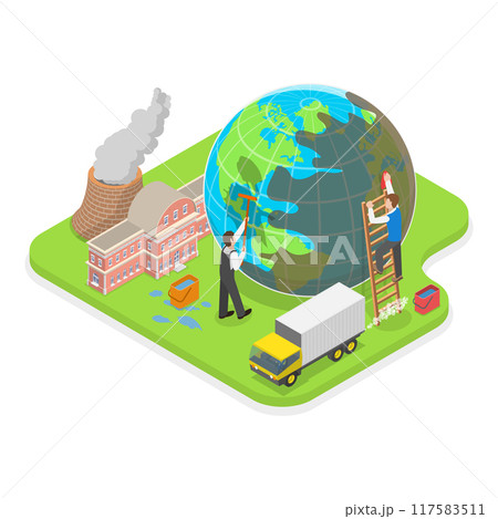 3D Isometric Flat Vector Illustration of Carbon Footprint Reduction , Net Zero Emissions and Carbon Dioxide Neutral Balance. Item 1 3D Isometric Flat Vector Illustration of Carbon Footprint Reduction , Net Zero Emissions and Carbon Dioxide Neutral Balance. Item 1 117583511