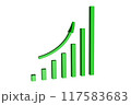 Green Growing Bar Graph with Arrow over White Background 117583683