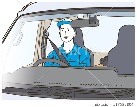 運転中の作業員の男性 運転中の作業員の男性 117583804