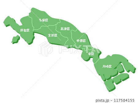 神奈川県川崎市の形 神奈川県川崎市の形 117584155