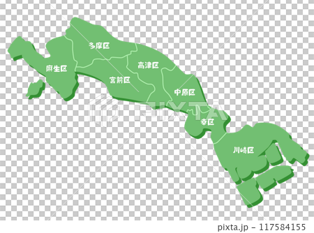 神奈川県川崎市の形 神奈川県川崎市の形 117584155