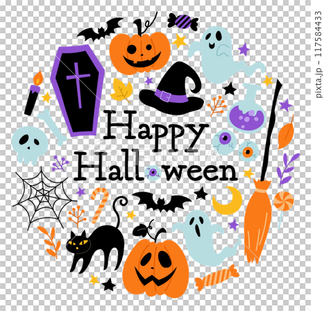 円形のハロウィンベクターイラスト素材 117584433