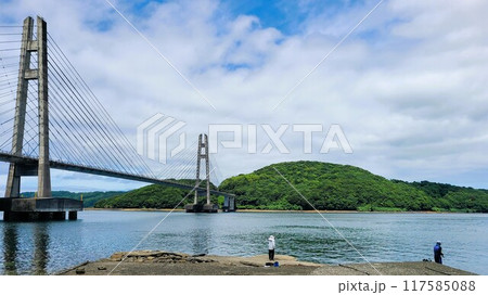 伊唐大橋とその周辺の風景　伊唐島　長島町　出水郡　鹿児島県 117585088