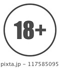 Plus 18 Movie Symbol Icon Vector Illustration, pixel perfect, editable stroke 117585095