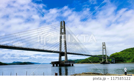 伊唐大橋とその周辺の風景　伊唐島　長島町　出水郡　鹿児島県 117585122