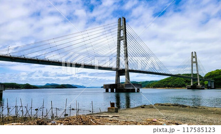 伊唐大橋とその周辺の風景　伊唐島　長島町　出水郡　鹿児島県 117585123