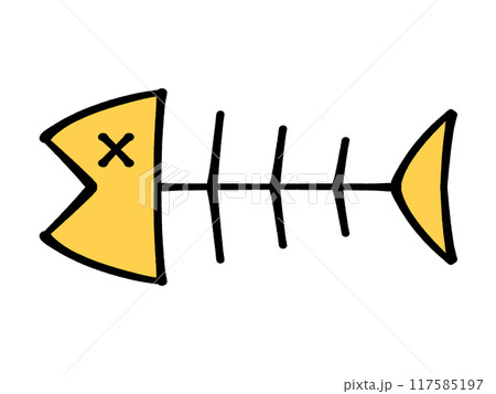 かわいい魚の骨のイラスト素材 117585197