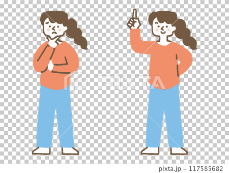 悩んでいる人と閃いた人のセット_色 117585682