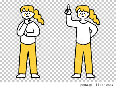 A set of a worried person and a person who has had an idea 117585683
