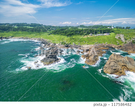 空撮「青森県」種差海岸・中須賀海岸付近をドローンで空撮　八戸市 117586482