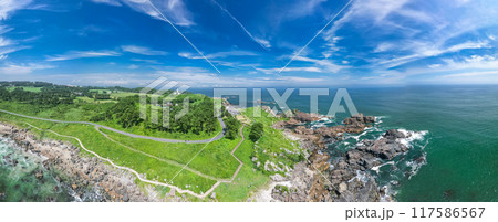 空撮「青森県」種差海岸・中須賀海岸付近をドローンで空撮　八戸市 117586567